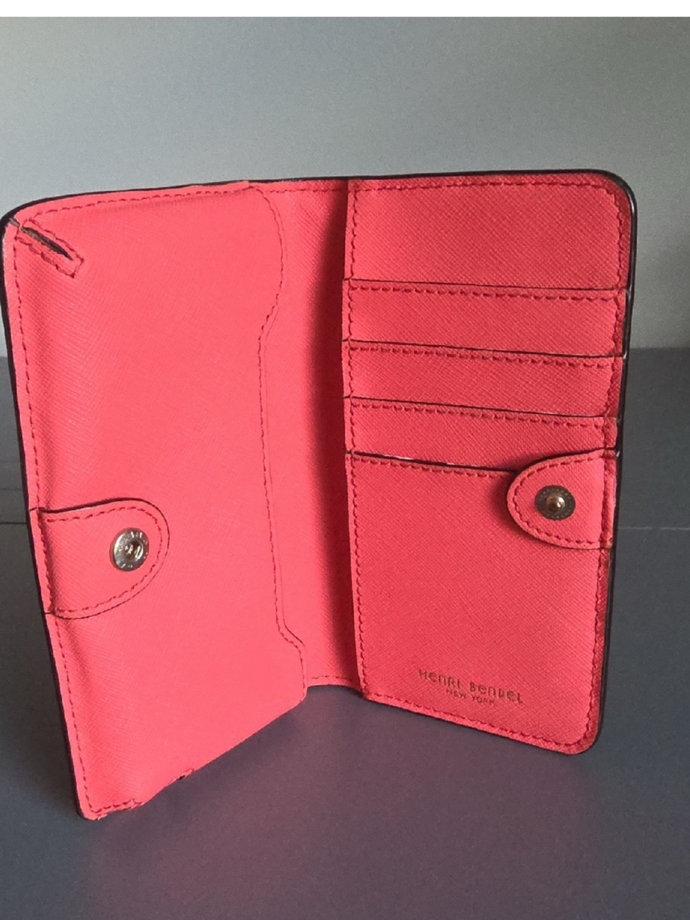 henri bendel coral pink floral applique wallet - Picture 10 of 16